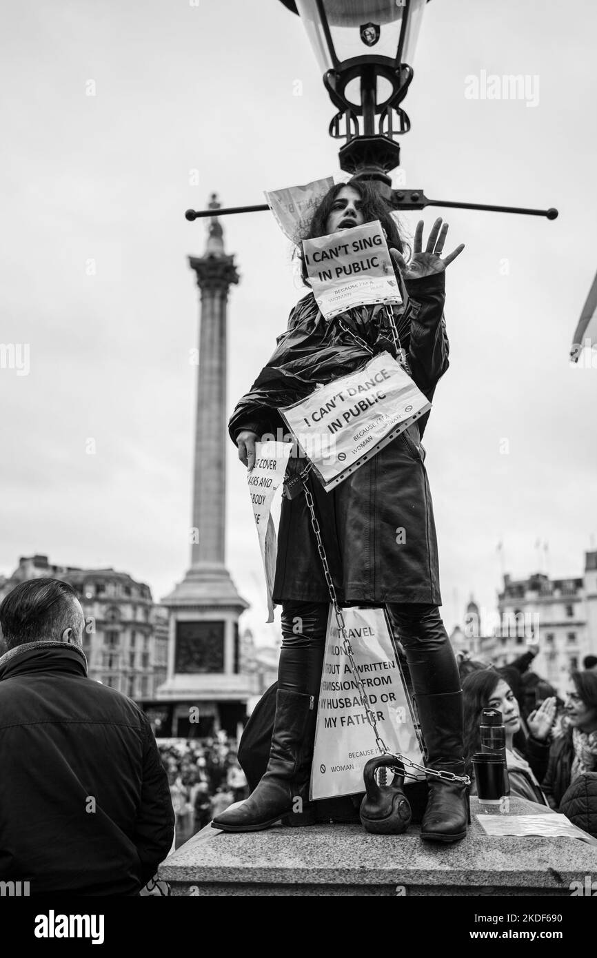 Protest continued in central London over the death of Mahsa Amini ...