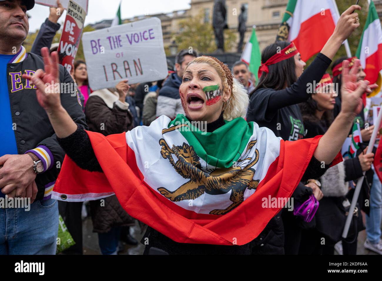 Protest continued in central London over the death of Mahsa Amini ...
