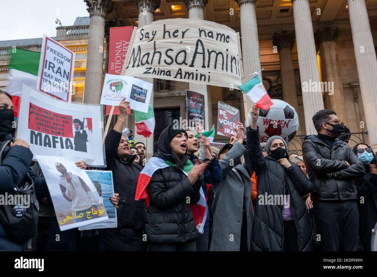 Protest continued in central London over the death of Mahsa Amini ...