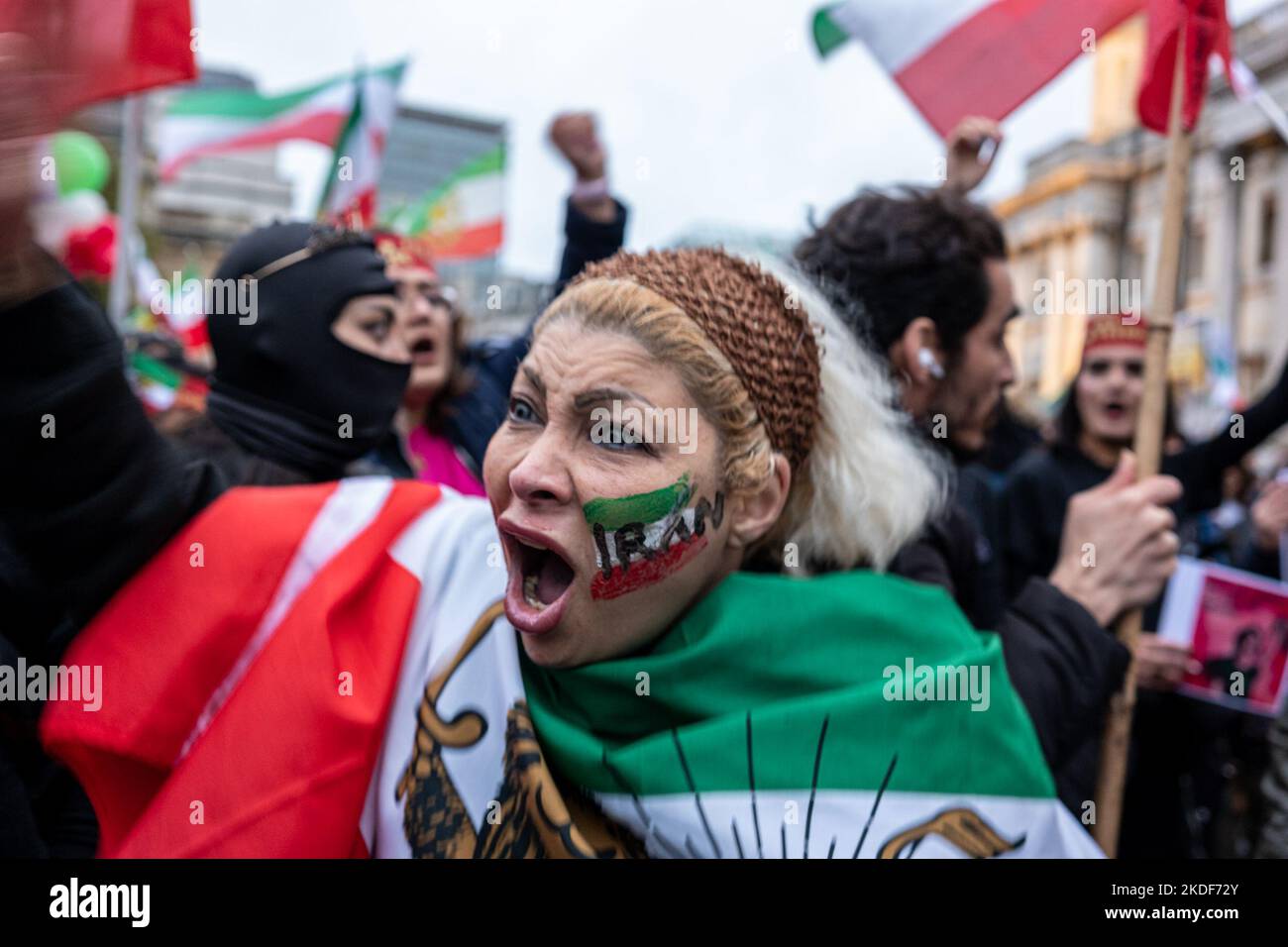 Protest continued in central London over the death of Mahsa Amini ...