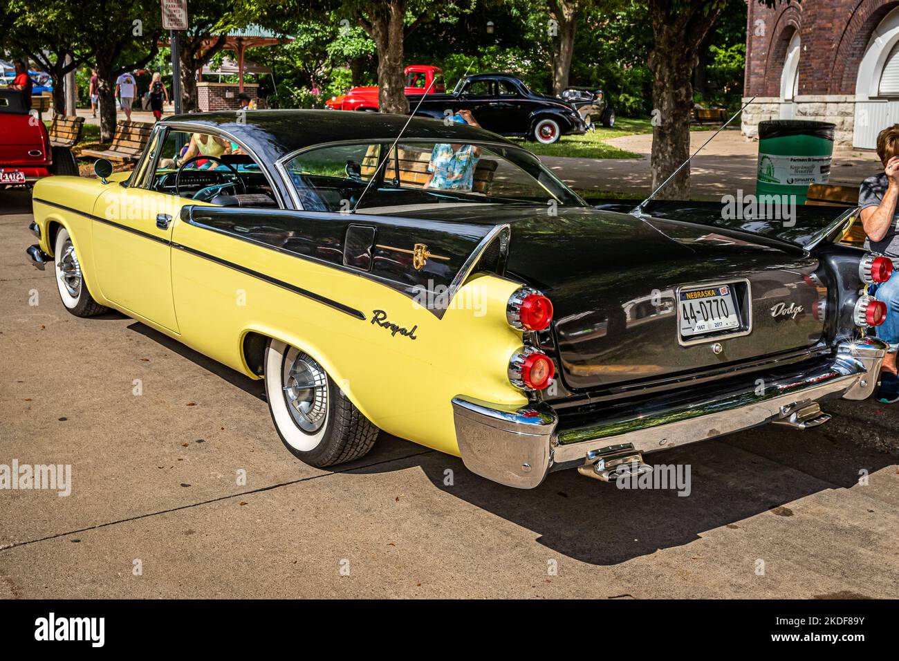Des Moines, IA - July 01, 2022: High perspective rear corner view of a 1958 Dodge Royal Lancer 2 Door Hardtop at a local car show. Stock Photo