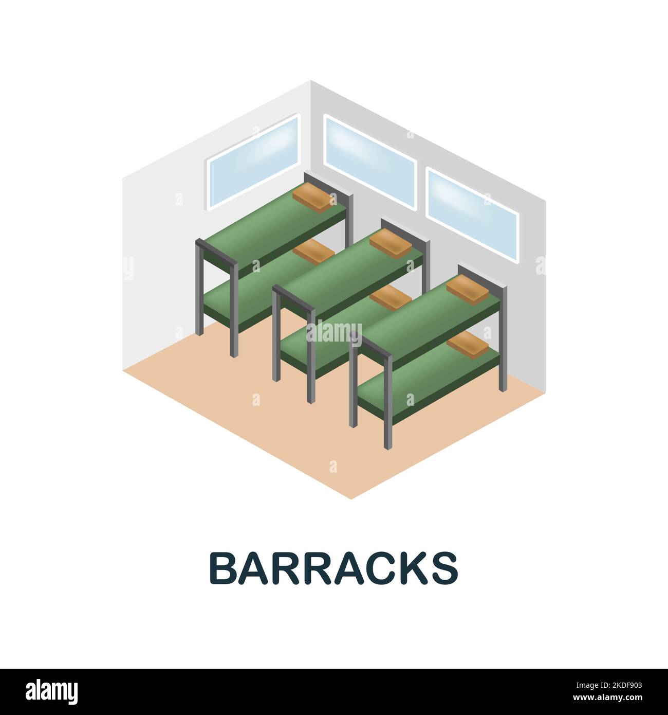 Barracks icon. 3d illustration from war collection. Creative Barracks 3d icon for web design, templates, infographics and more Stock Vector