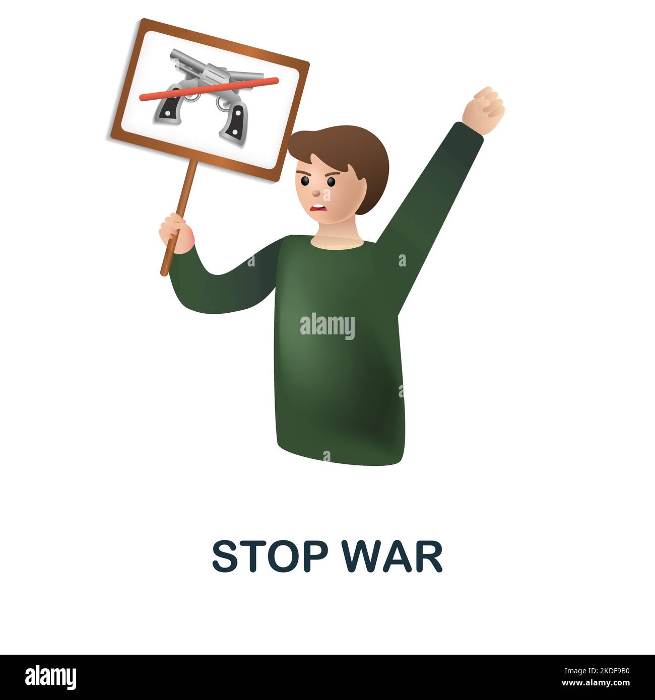 Stop War icon. 3d illustration from war collection. Creative Stop War 3d icon for web design, templates, infographics and more Stock Vector
