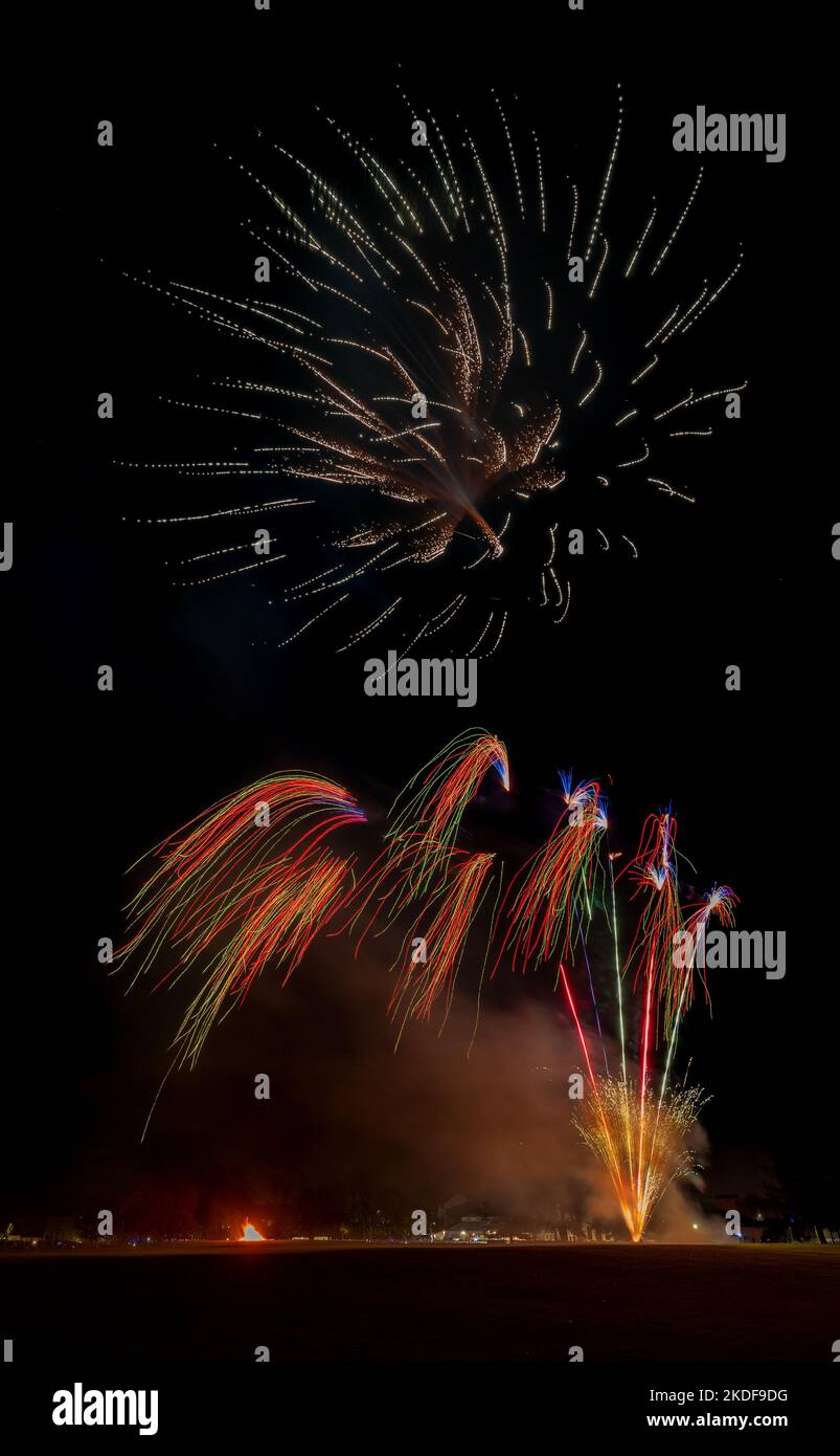 Elgin, Moray, UK. 5th Nov, 2022. This is a selection of the Fireworks Display organised by Rotary Elgin. This was first for 3 years and thousands attended to watch the 12 minute display. Credit: JASPERIMAGE/Alamy Live News Stock Photo