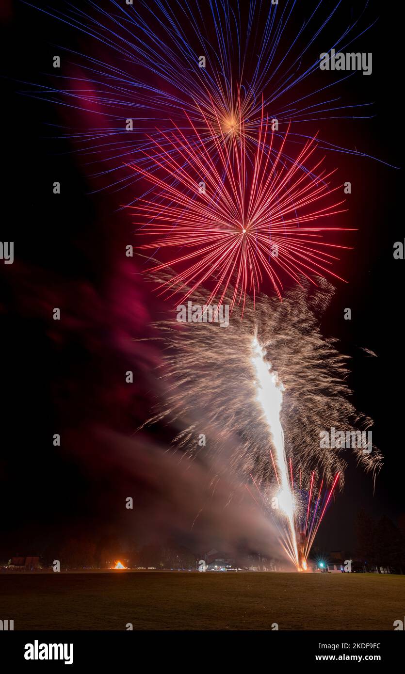 Elgin, Moray, UK. 5th Nov, 2022. This is a selection of the Fireworks Display organised by Rotary Elgin. This was first for 3 years and thousands attended to watch the 12 minute display. Credit: JASPERIMAGE/Alamy Live News Stock Photo