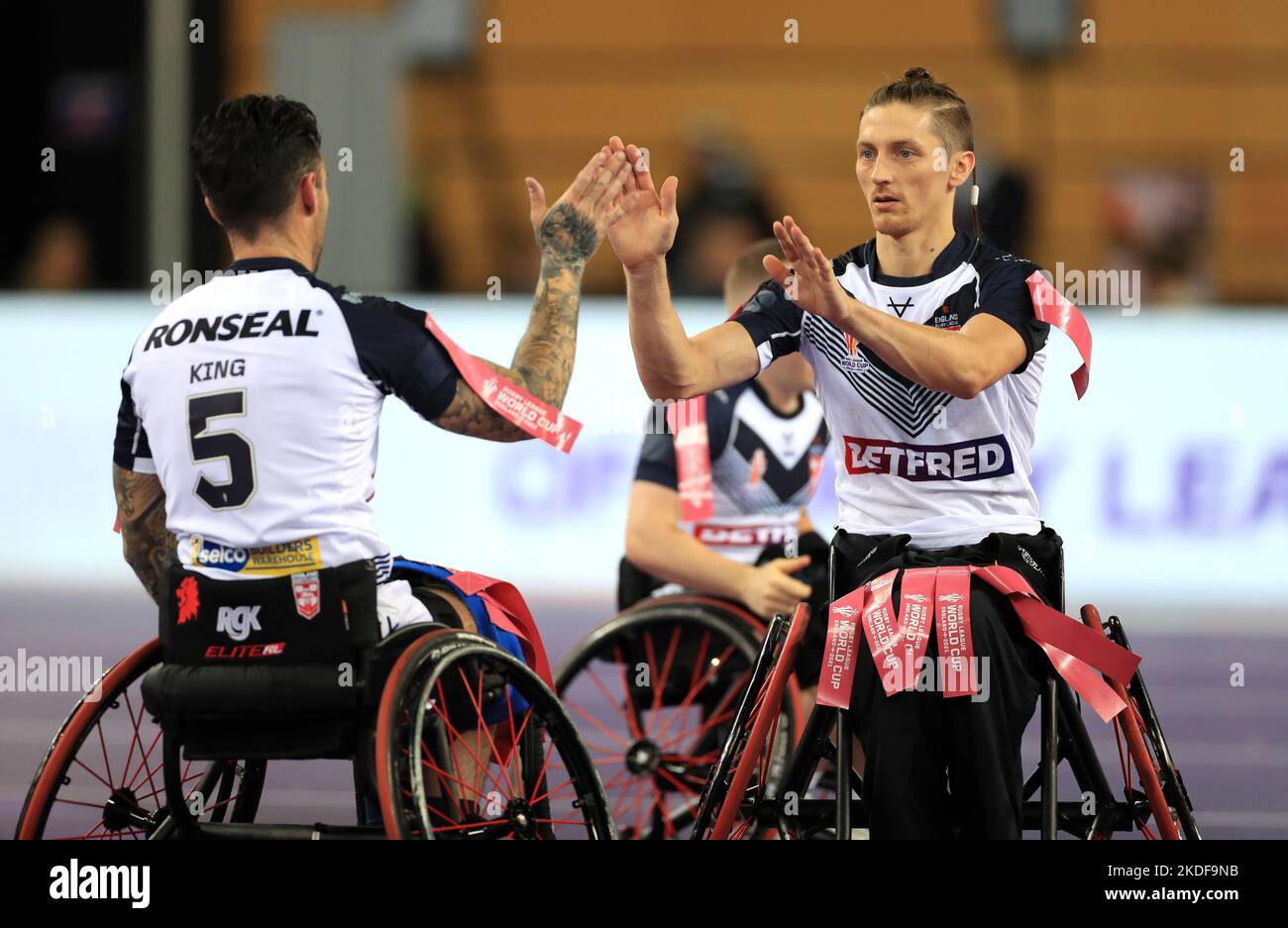 England's Lewis King (left) and Jack Brown celebrate during the