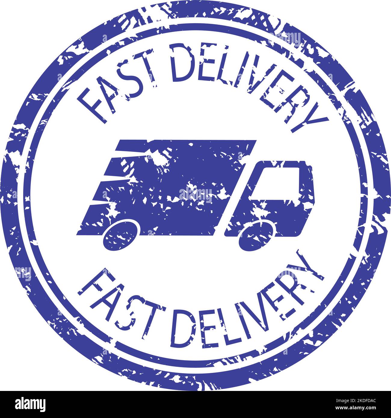 Fast delivery service, texture rubber stamp, shipping company. Vector