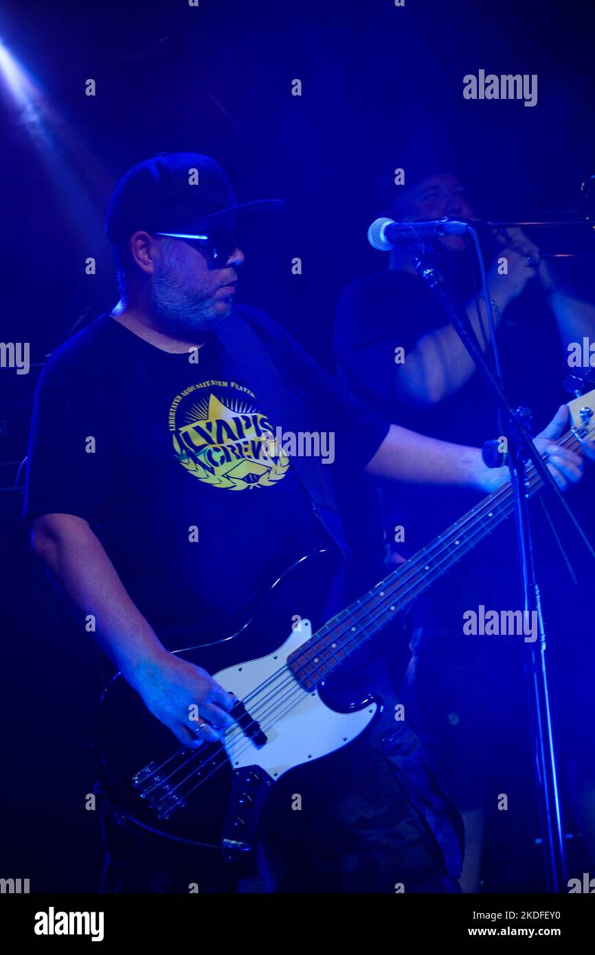 TBILISI, OCTOBER 23, 2022 Vocalist, singer sings a song on