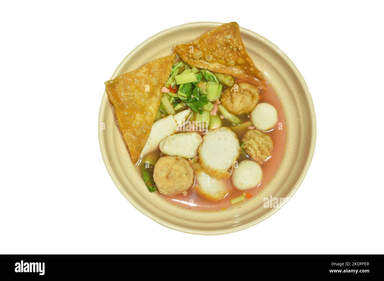 boiled Chinese Hakka meatball made from chop pork stuffing fried tofu