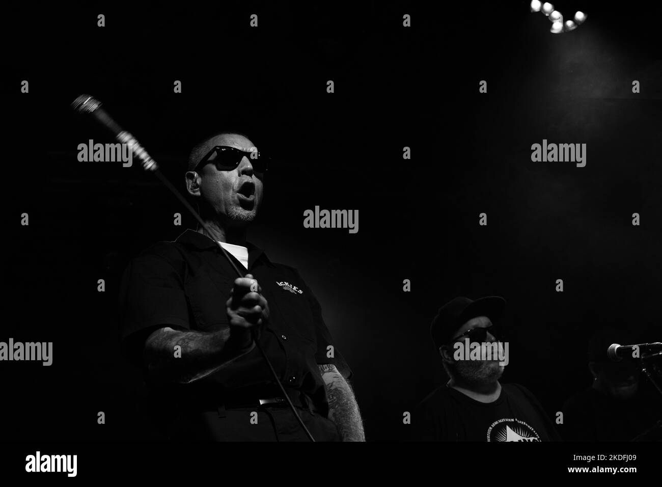 TBILISI, OCTOBER 23, 2022 Male vocalist, singer holds a