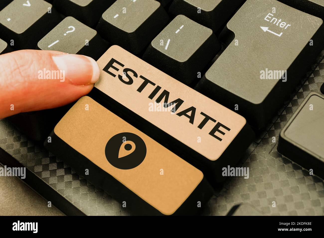 Hand writing sign Estimate, Word for calculate or assess approximately