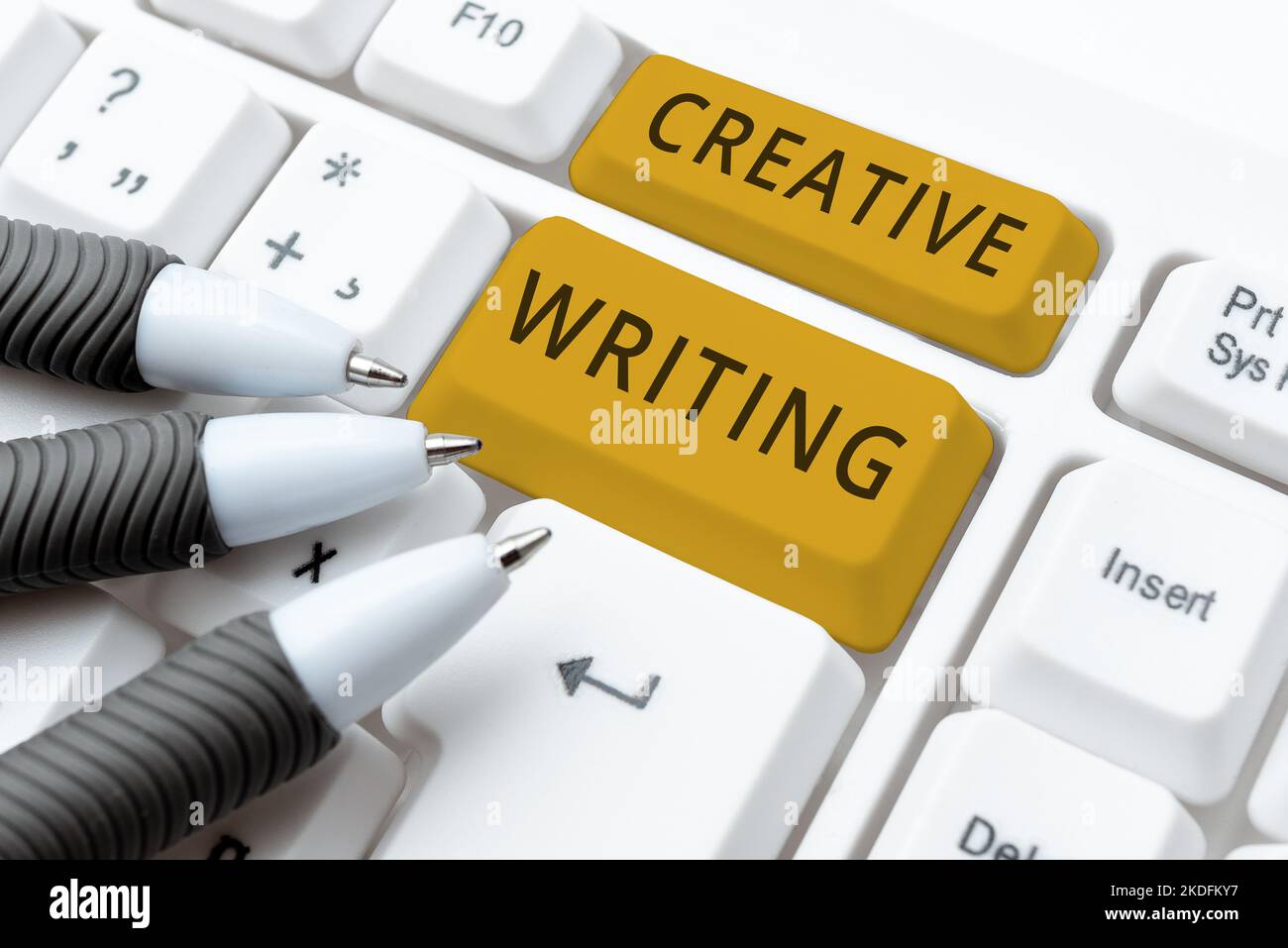 Handwriting text Creative Writing, Internet Concept content created voluntarily by customers and share publicly Abstract Typist Practicing Speed Typin Stock Photo