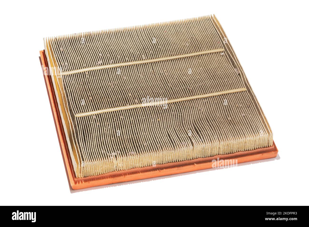Old car air filter isolated on white background Stock Photo