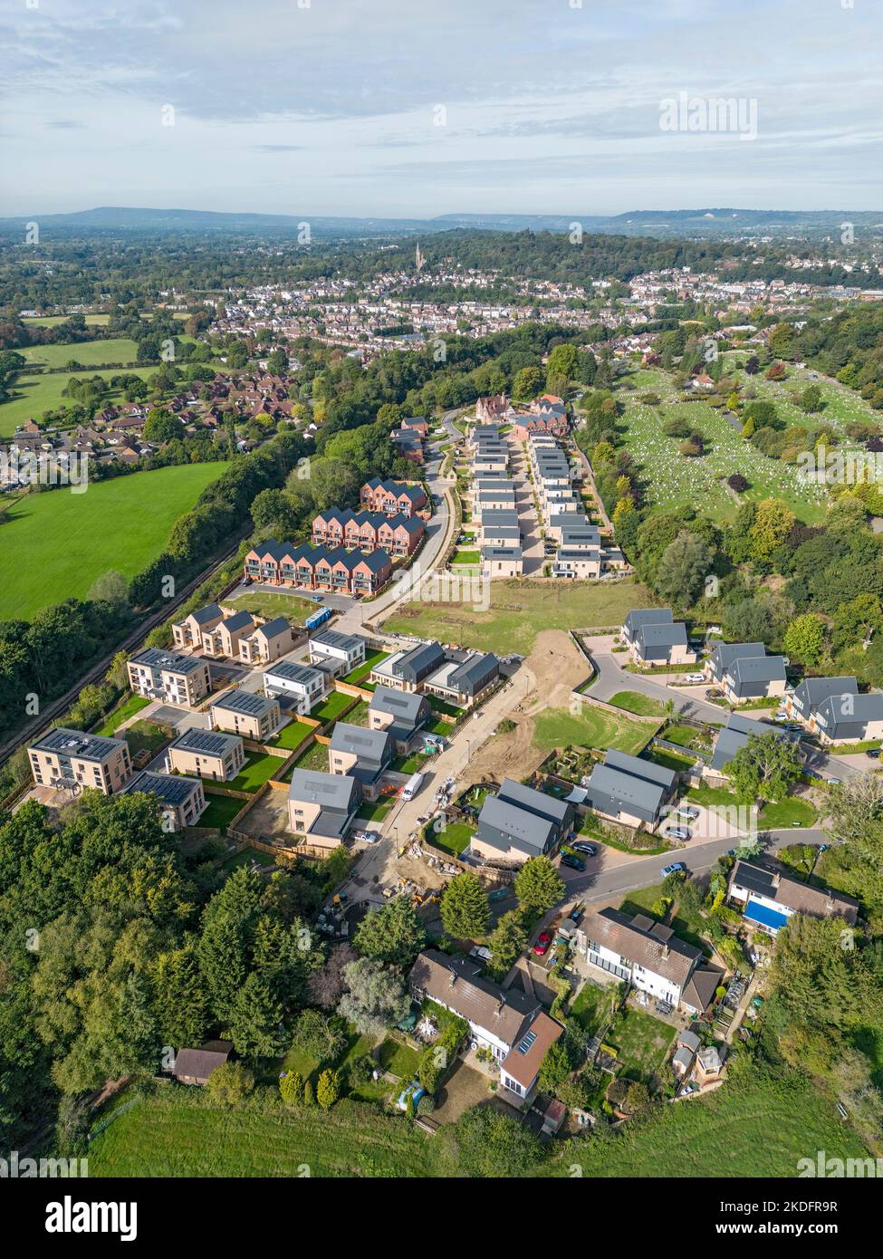 Royal Hill Park development on the former RNIB site Redhill Surrey from the air UK Stock Photo