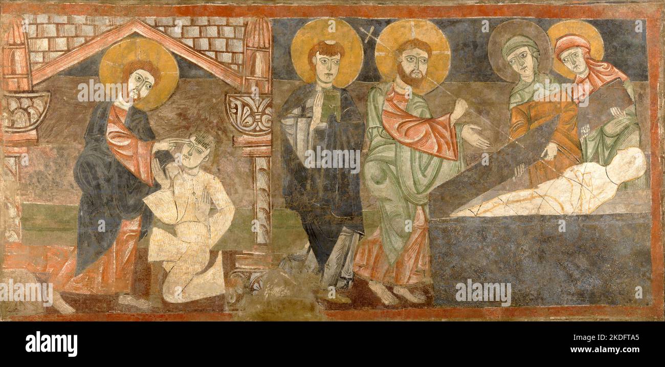 The Healing of the Blind Man and the Raising of Lazarus first half 12th century (possibly 1129–34) Stock Photo