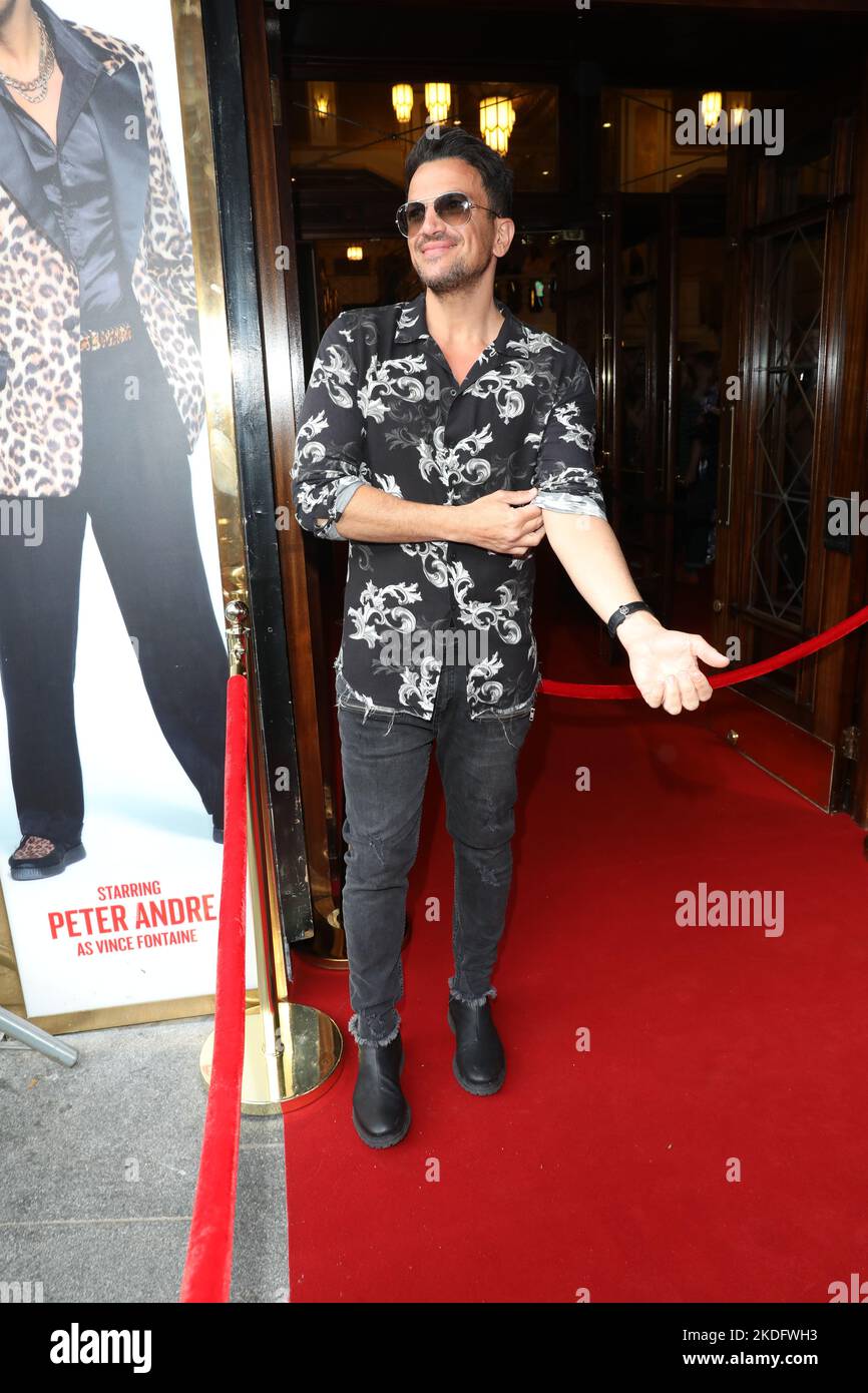 Peter Andre attends Grease press night at Dominion Theatre in London