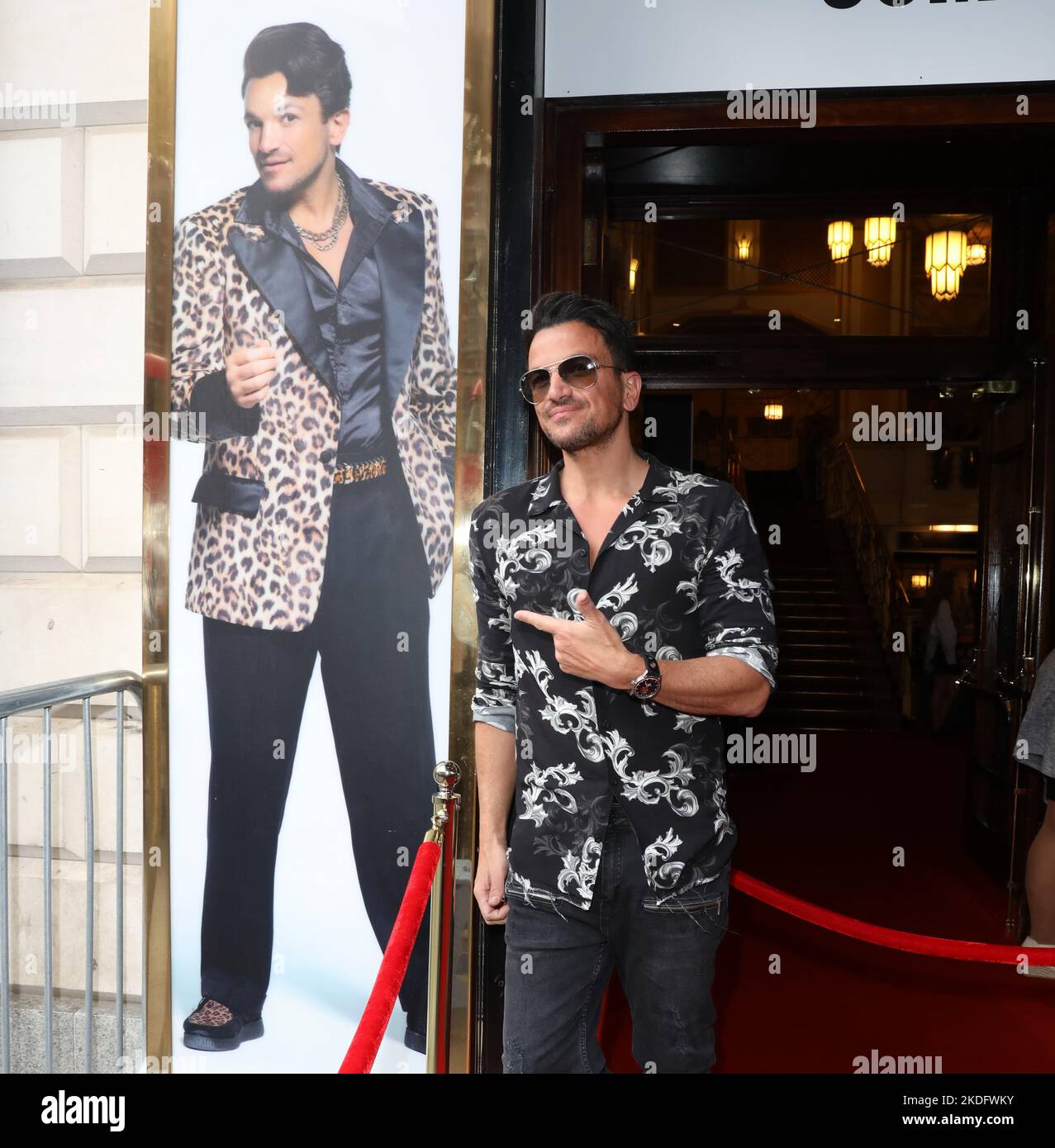 Peter Andre attends Grease press night at Dominion Theatre in London