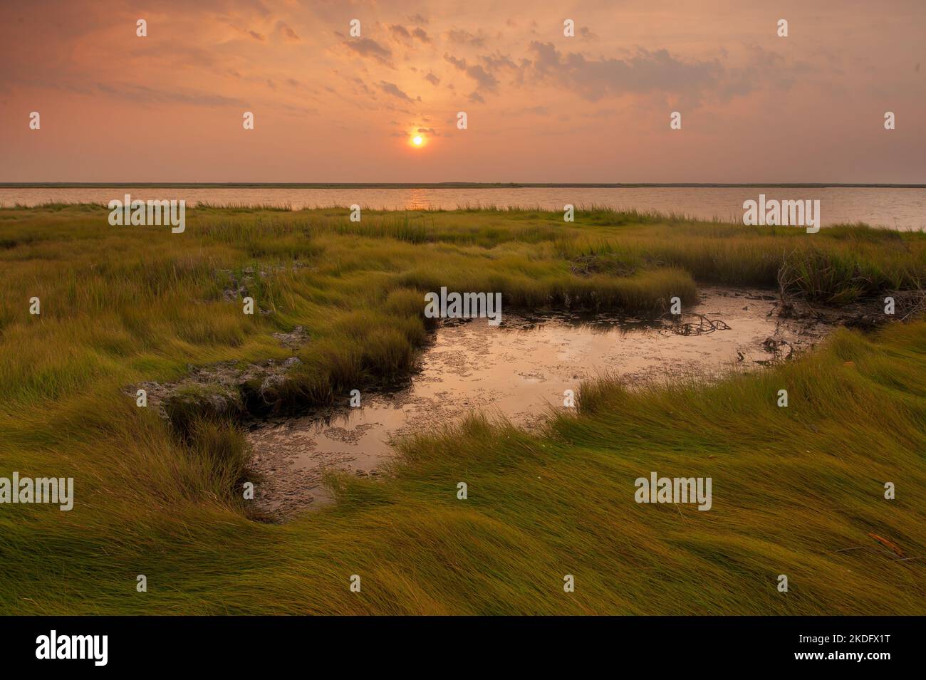Sunrise in the Chesapeake Bay, the largest estuary in the United States Stock Photo