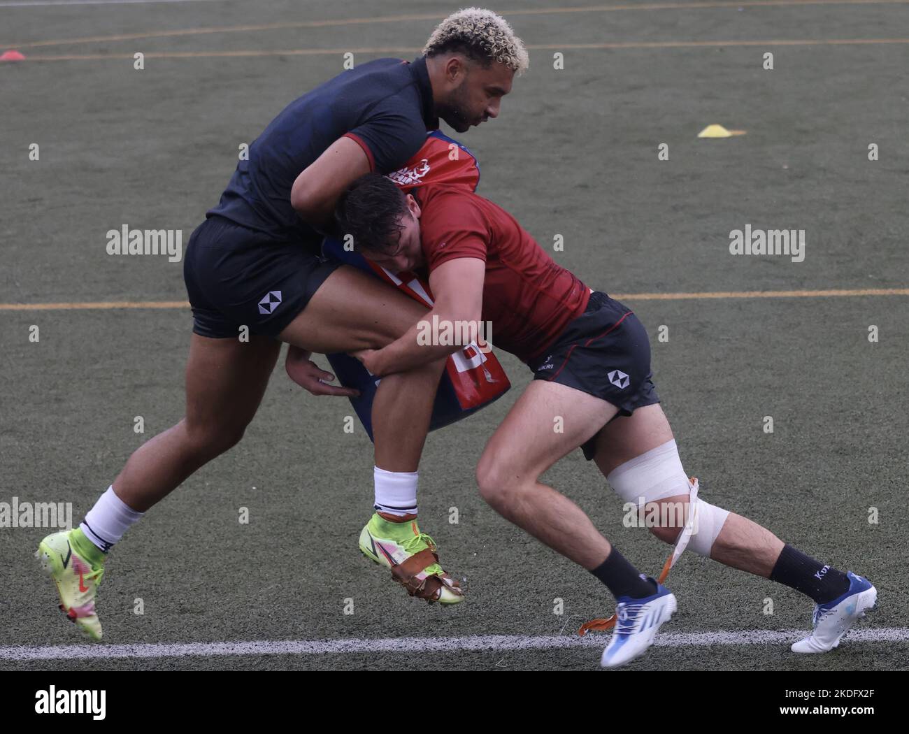 Hong Kong Rugby Sevens Mens Squad training session with (L to R) Max ...