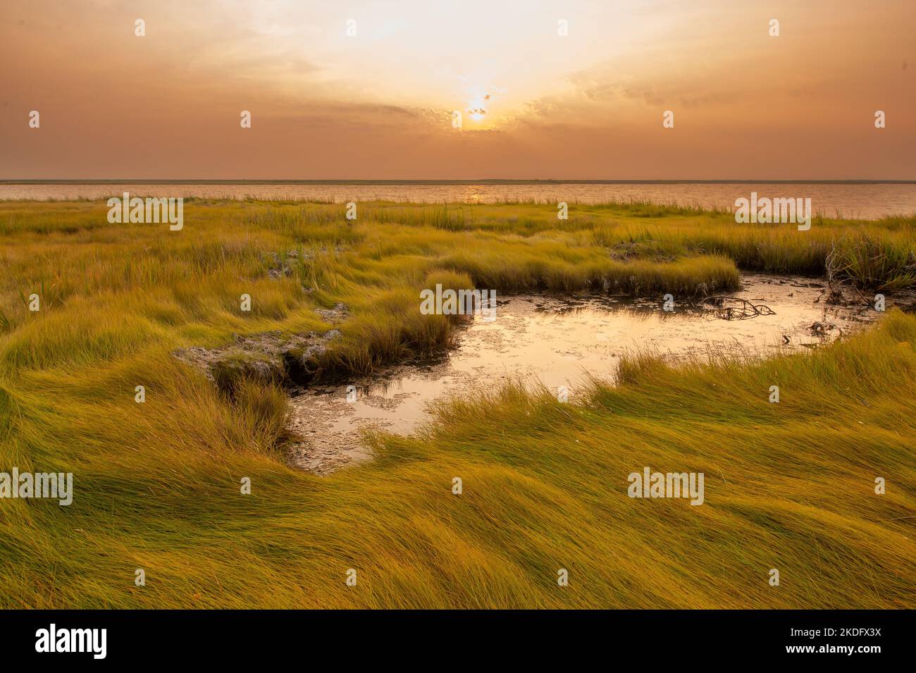 Sunrise in the Chesapeake Bay, the largest estuary in the United States Stock Photo