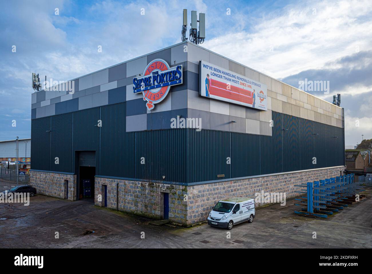 Shore Porters Society Aberdeen UK. The Shore Porters Society is a removals, haulage and storage company based in Aberdeen, Scotland, established 1498. Stock Photo