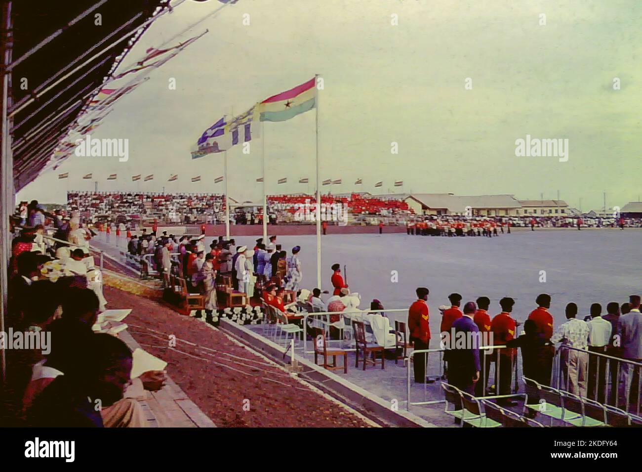Soldiers of the newly formed Ghana Regiment on parade on Independence