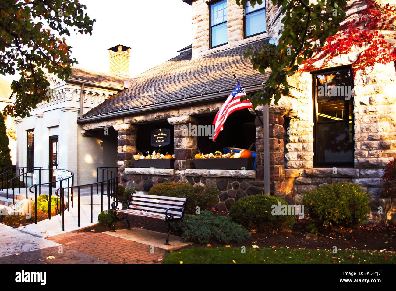 Skaneateles, New York, USA. November 4, 2022. Front entrance of the