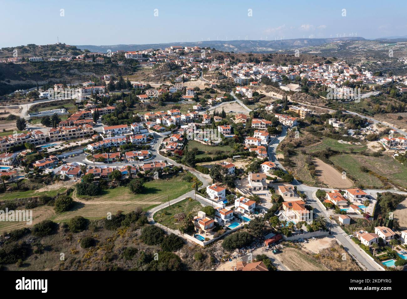 Aerial view Pissouri village, Limassol district, Cyprus. Stock Photo