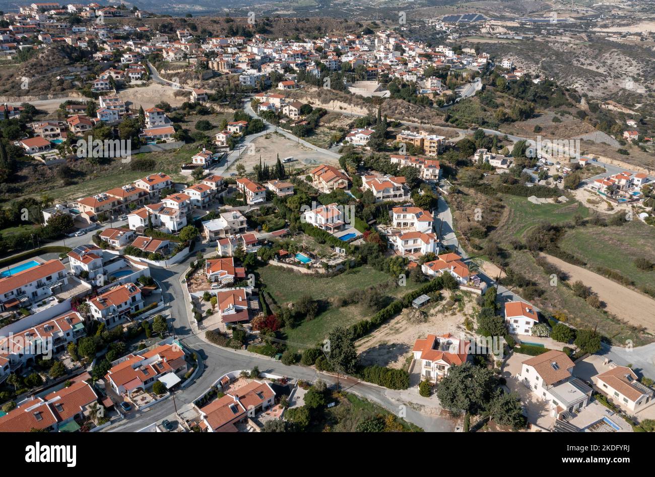 Aerial view Pissouri village, Limassol district, Cyprus. Stock Photo
