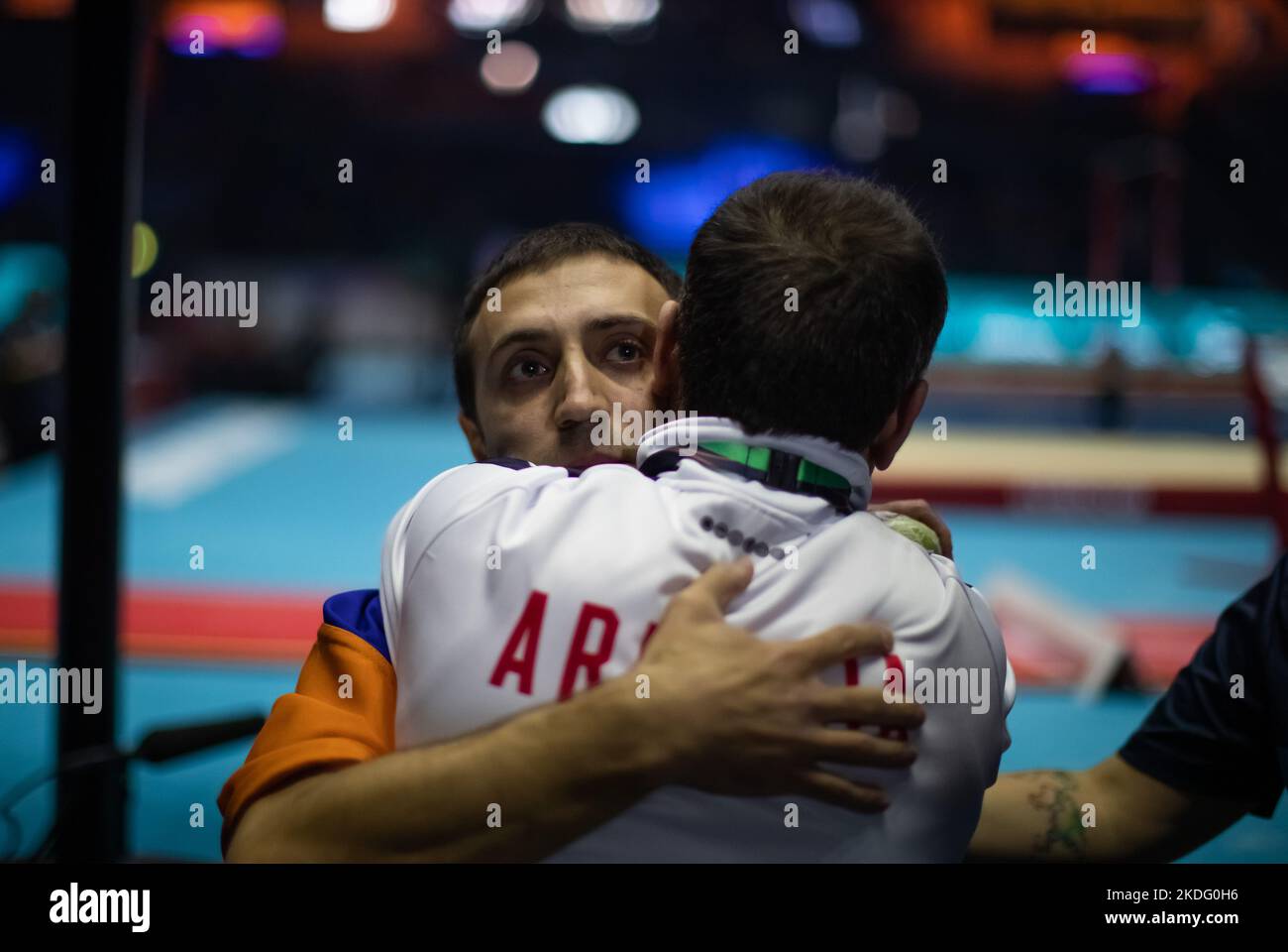 Liverpool, UK. 06th Nov, 2022. Liverpool, England, November 6th 2022 Artur Davtyan (ARM) celebrates their 1st Place in Vault at the Apparatus Finals at the FIG World Gymnastics Championships at the M&S Bank Arena in Liverpool, England Dan O' Connor (Dan O' Connor/SPP) Credit: SPP Sport Press Photo. /Alamy Live News Stock Photo