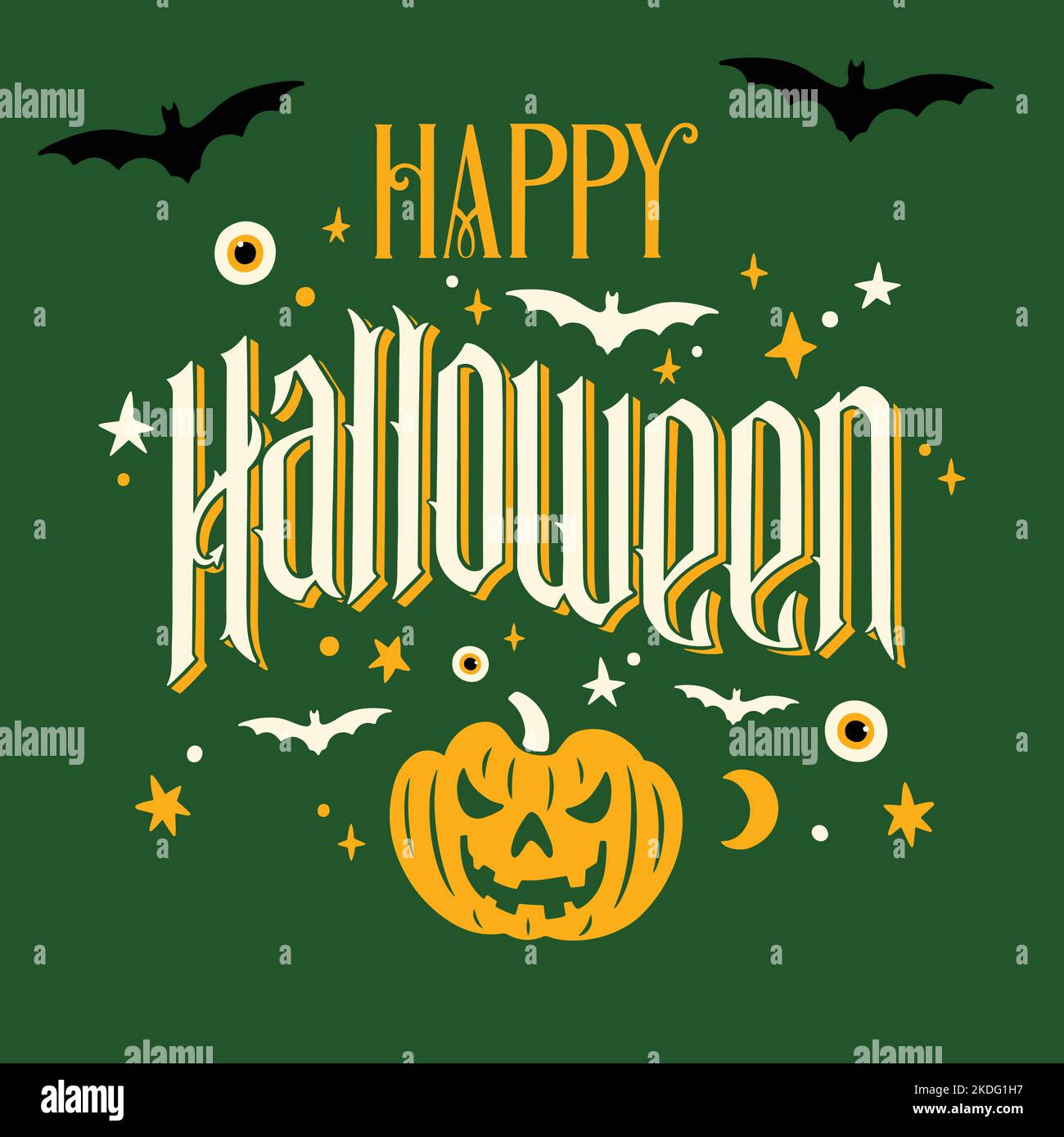 flat halloween lettering vector design illustration Stock Vector Image ...