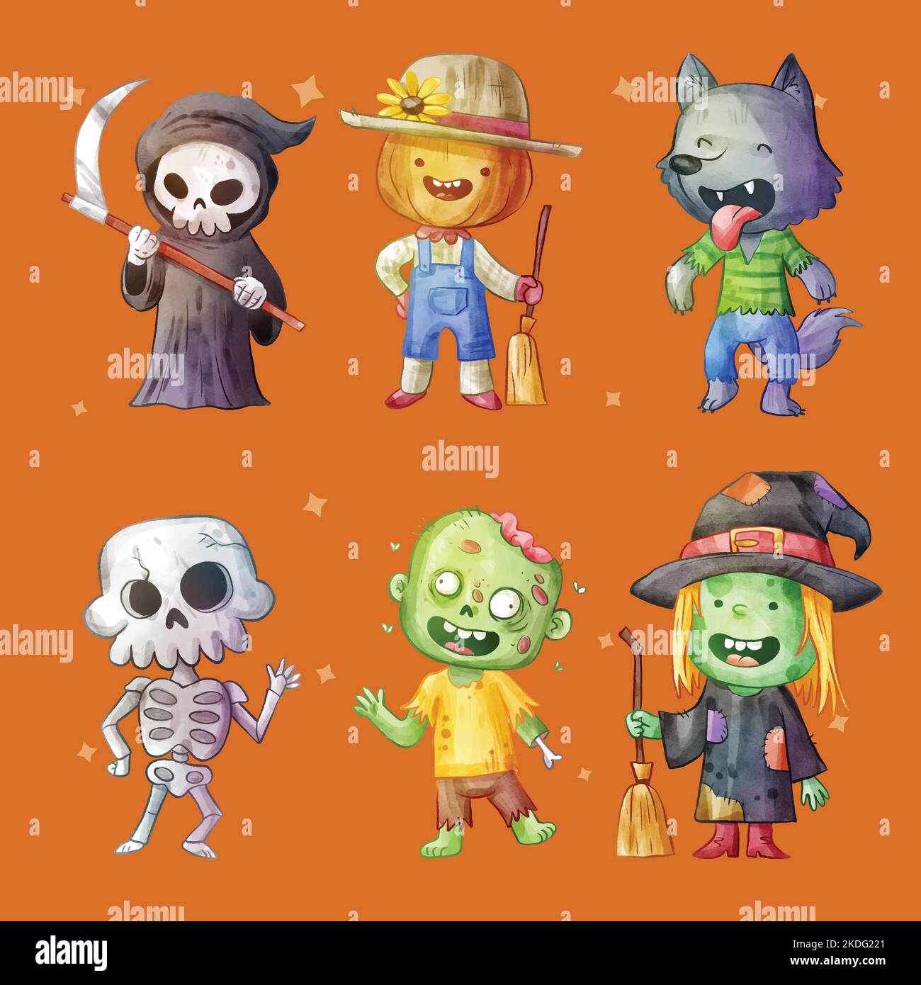 watercolor halloween elements collection vector design illustration ...
