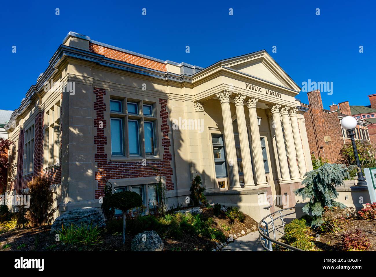 Woodstock Public Library located in Woodstock, Ontario, Canada constructed in 1909 Stock Photo