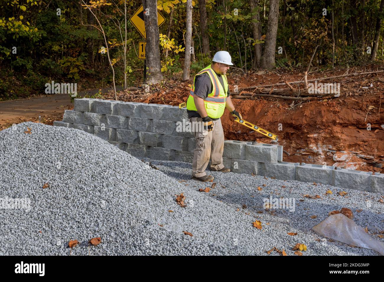 During construction of retaining wall on new property construction