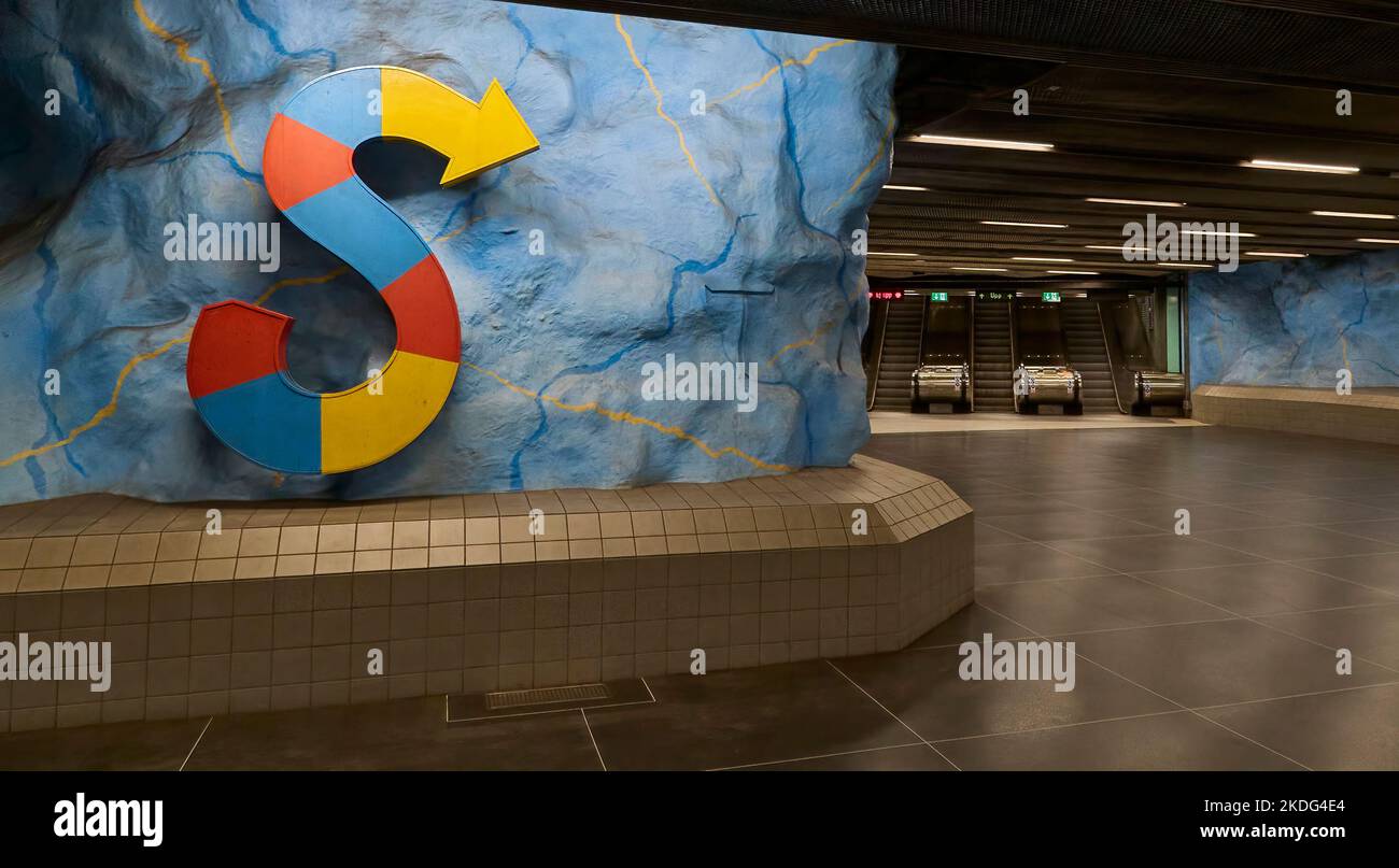 Stockholm Stadion Tube Metro or Subway stations artwork said to be the