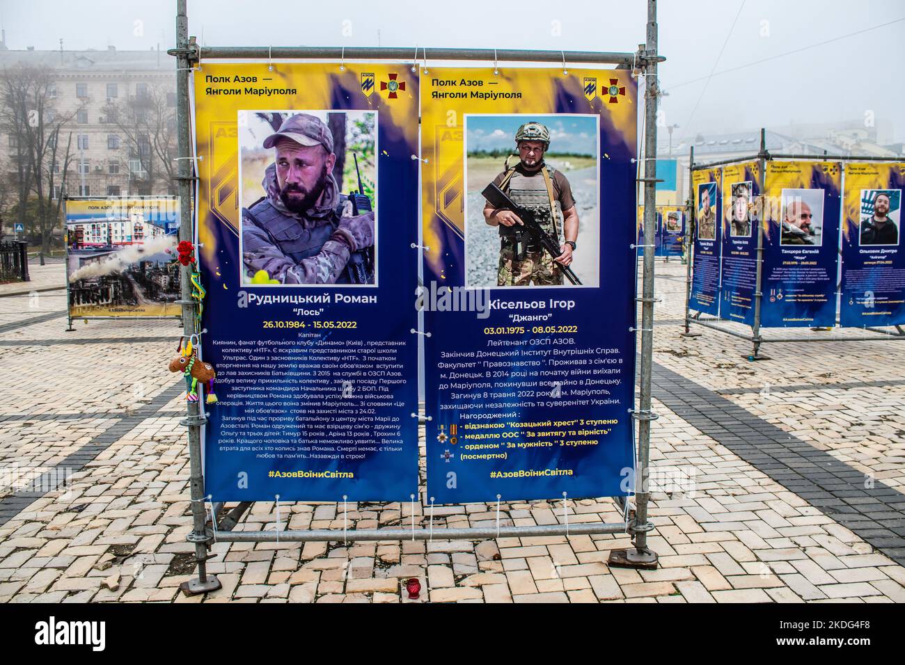 The Azov Regiment, Angels of Mariupol street exhibition in Kyiv ...
