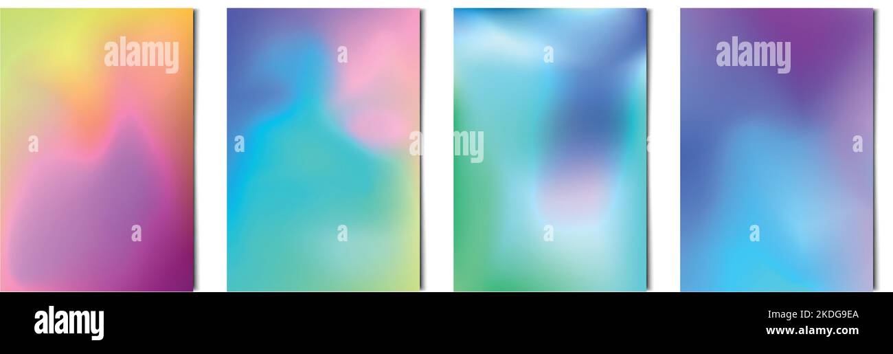 Set 4 pcs. abstract multicolor gradients, business background postcard ...