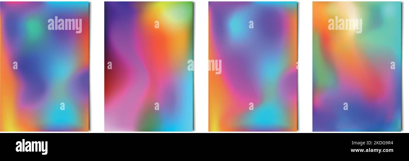 Set 4 pcs. abstract multicolor gradients, business background postcard ...