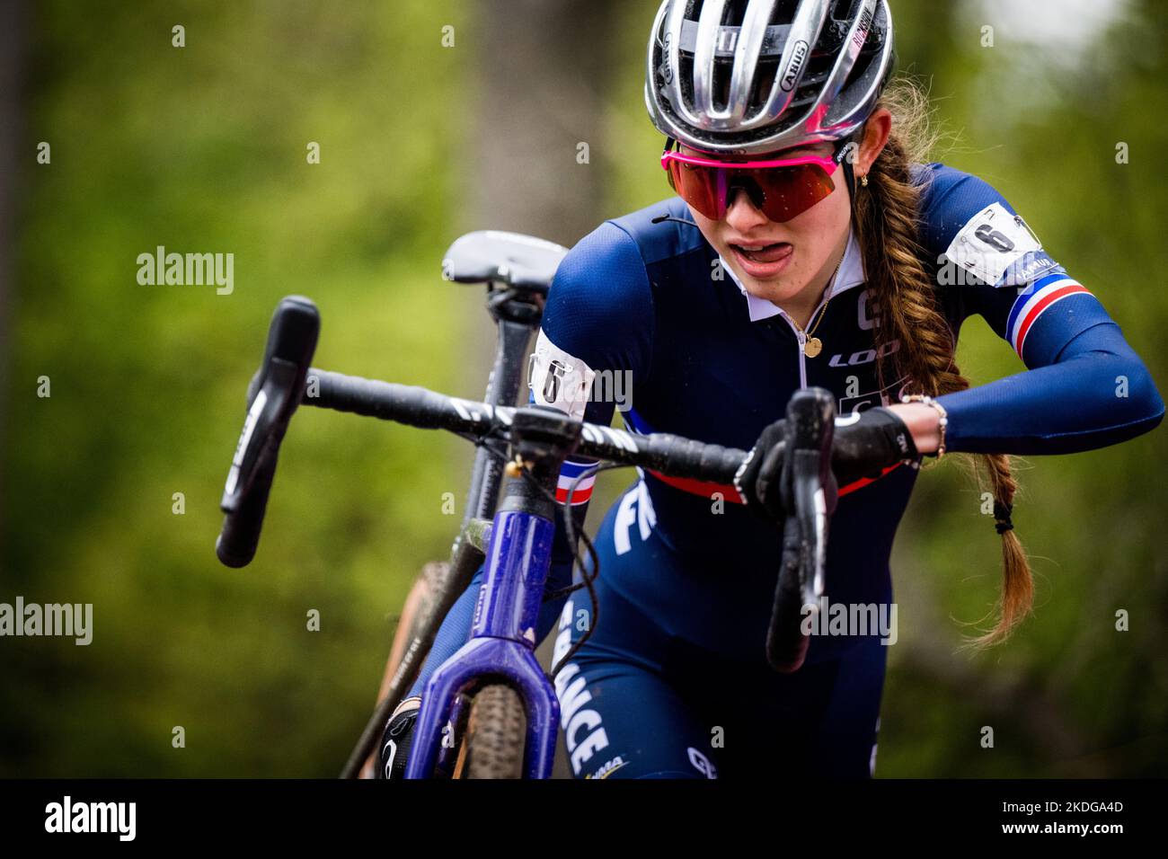 French Line Burquier pictured in action during the U23 women's race at the European Championships cyclocross cycling, Sunday 06 November 2022, in Namur, Belgium. BELGA PHOTO JASPER JACOBS Stock Photo