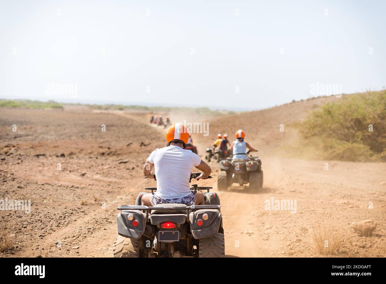 Quad Biking ATV adventure in desert terrain Stock Photo Alamy