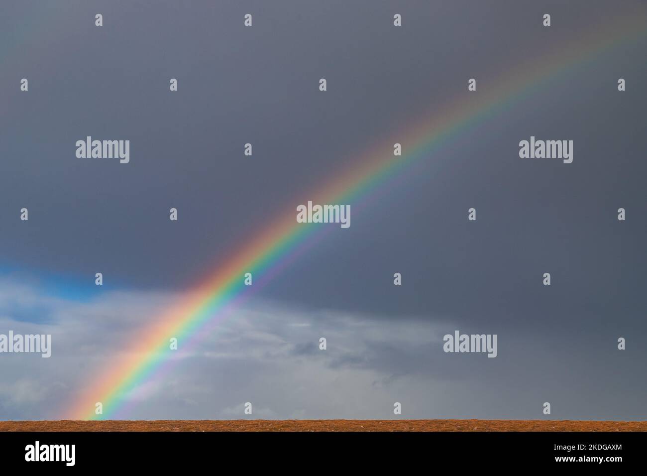 Rainbow over Aultgrishan on the Atlantic west coast of Scotland Stock Photo