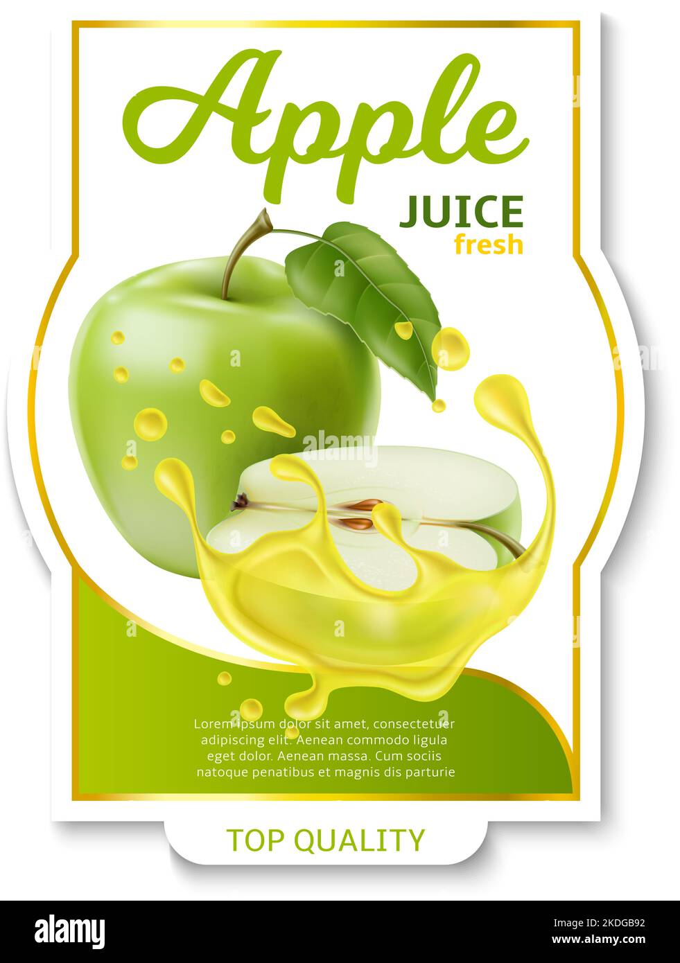 Apple juice label mockup. Fruit product sticker Stock Vector Image