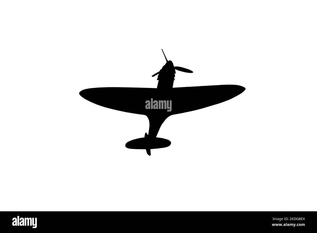 Silhouette of a Supermarine Spitfire flying world war 2 fighter plane icon Stock Photo
