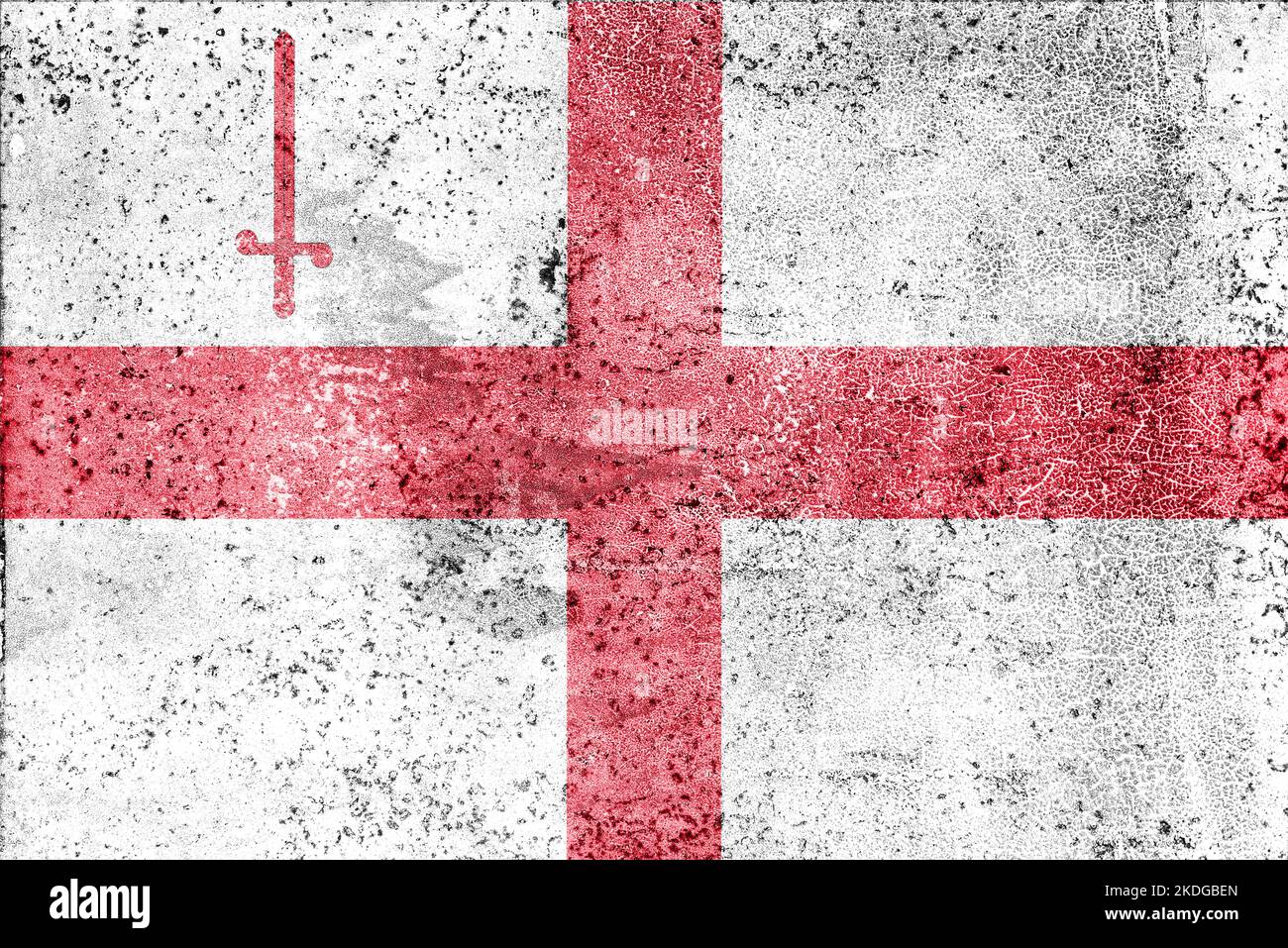 The flag of the City of London is based on the flag of England Stock Photo