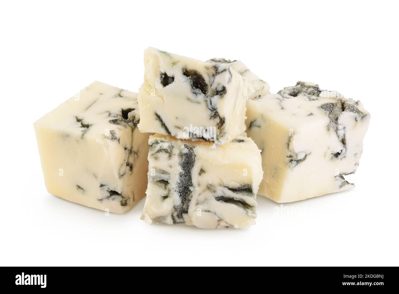 Blue cheese isolated on white background with full depth of