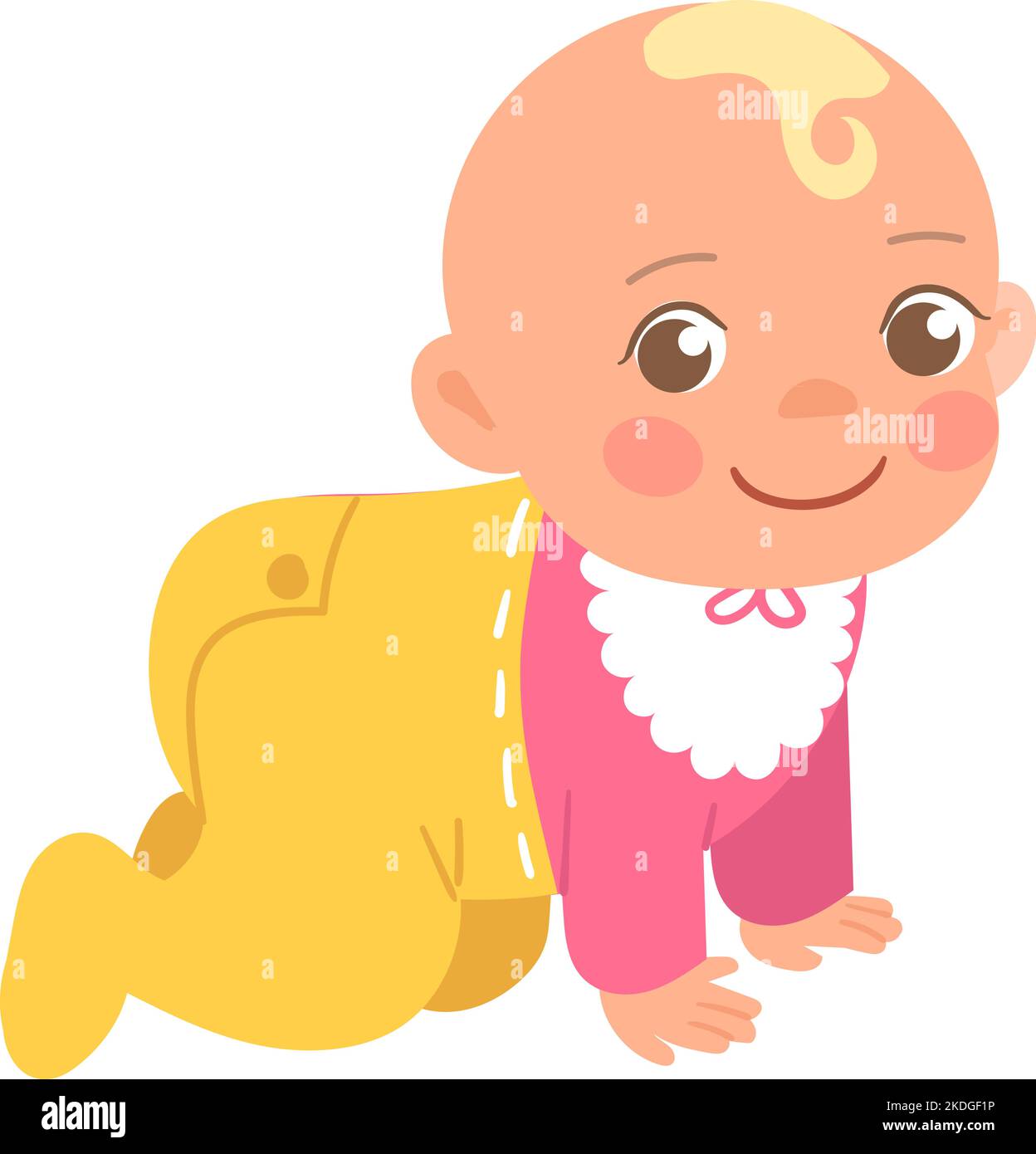 Toddler cartoon character. Happy smiling baby girl Stock Vector Image