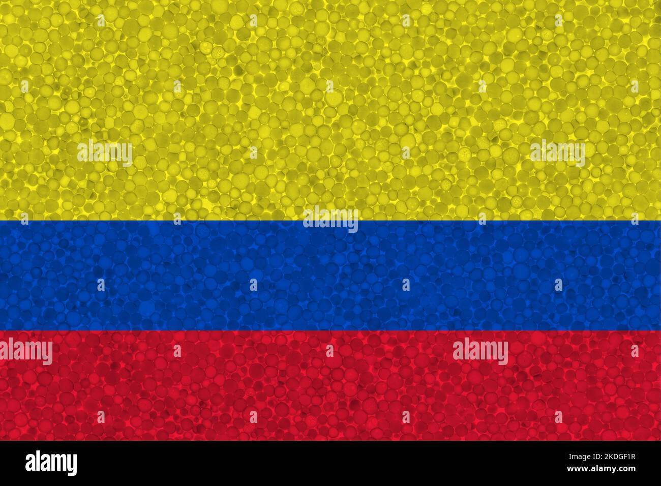 Flag of Colombia on styrofoam texture. national flag painted on the surface of plastic foam Stock Photo