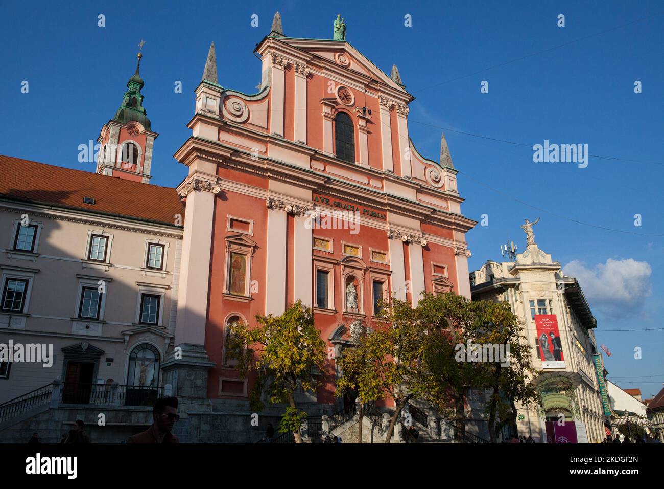 Franciscan Church of the Annunciation in Ljubljana, Slovenia Stock Photo