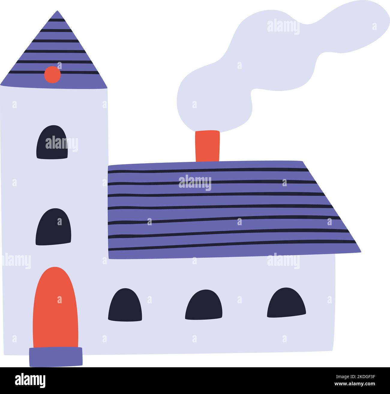 Urban building in cute childish style. Night city house Stock Vector ...