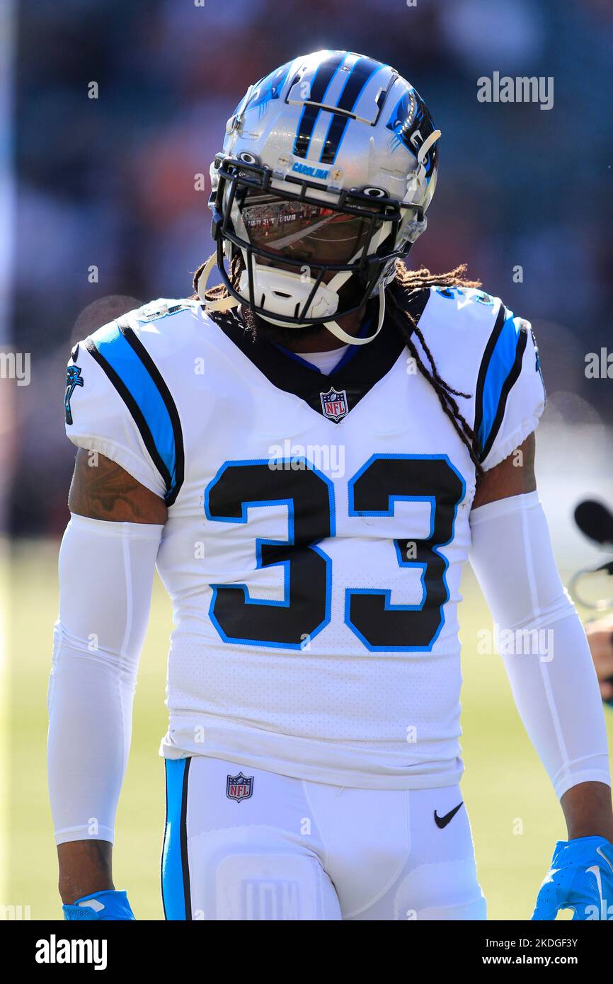 Cincinnati, Ohio, USA. 6th Nov, 2022. D'Onta Foreman (33) of the Carolina Panthers warming up prior to kickoff during WEEK 9 of the NFL regular season between the Carolina Panthers and Cincinnati Bengals in Cincinnati, Ohio. JP Waldron/Cal Sport Media/Alamy Live News Stock Photo